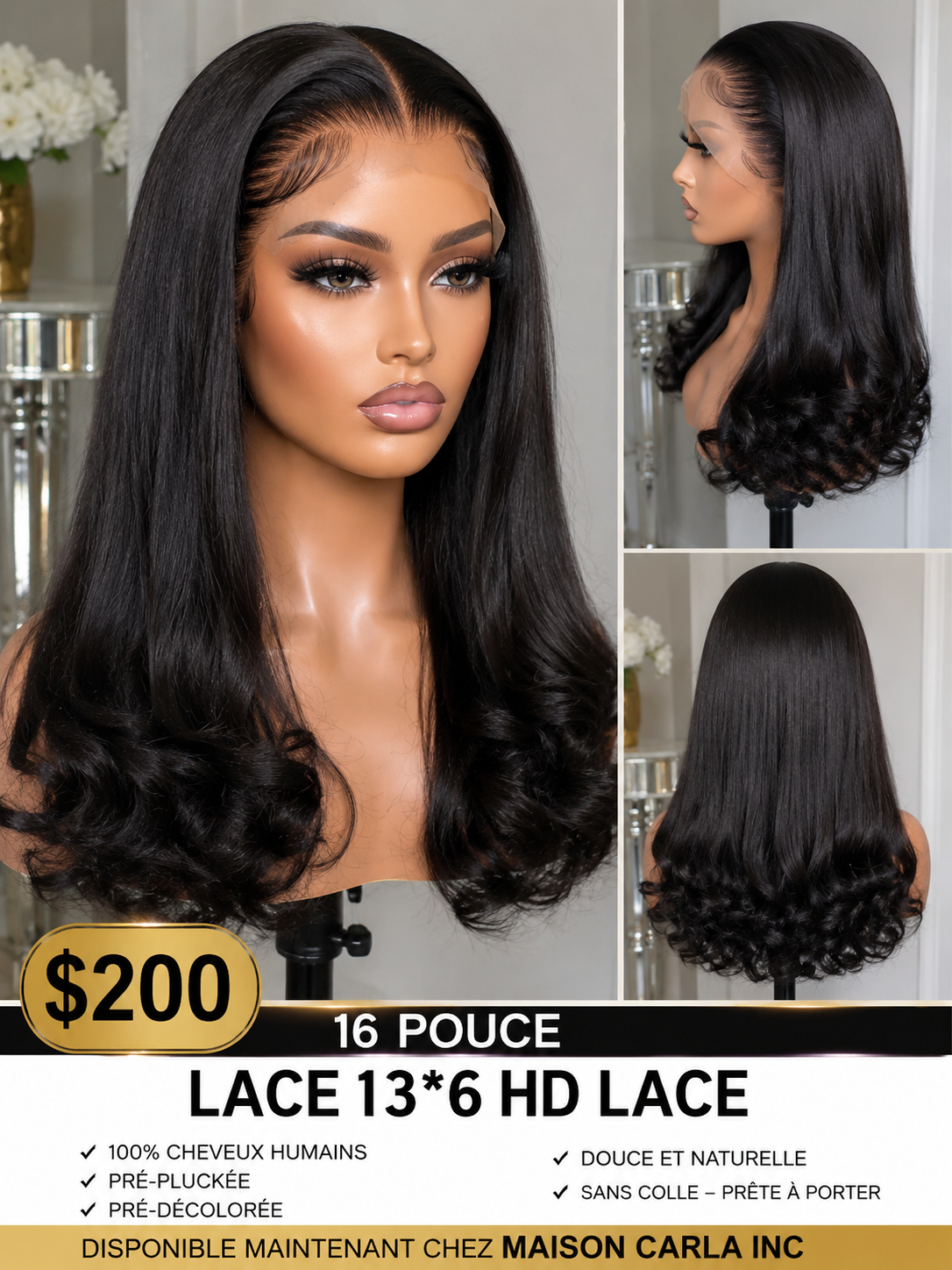 Straight Finger Curly – 16 Pouces ✨