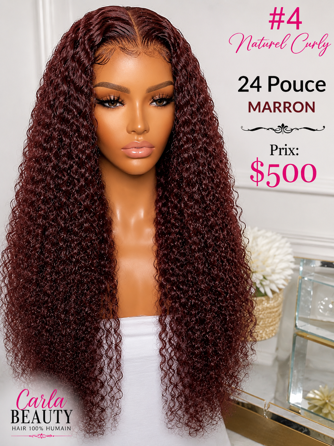 Perruque #4 Marron Naturel Curly 🤎
24