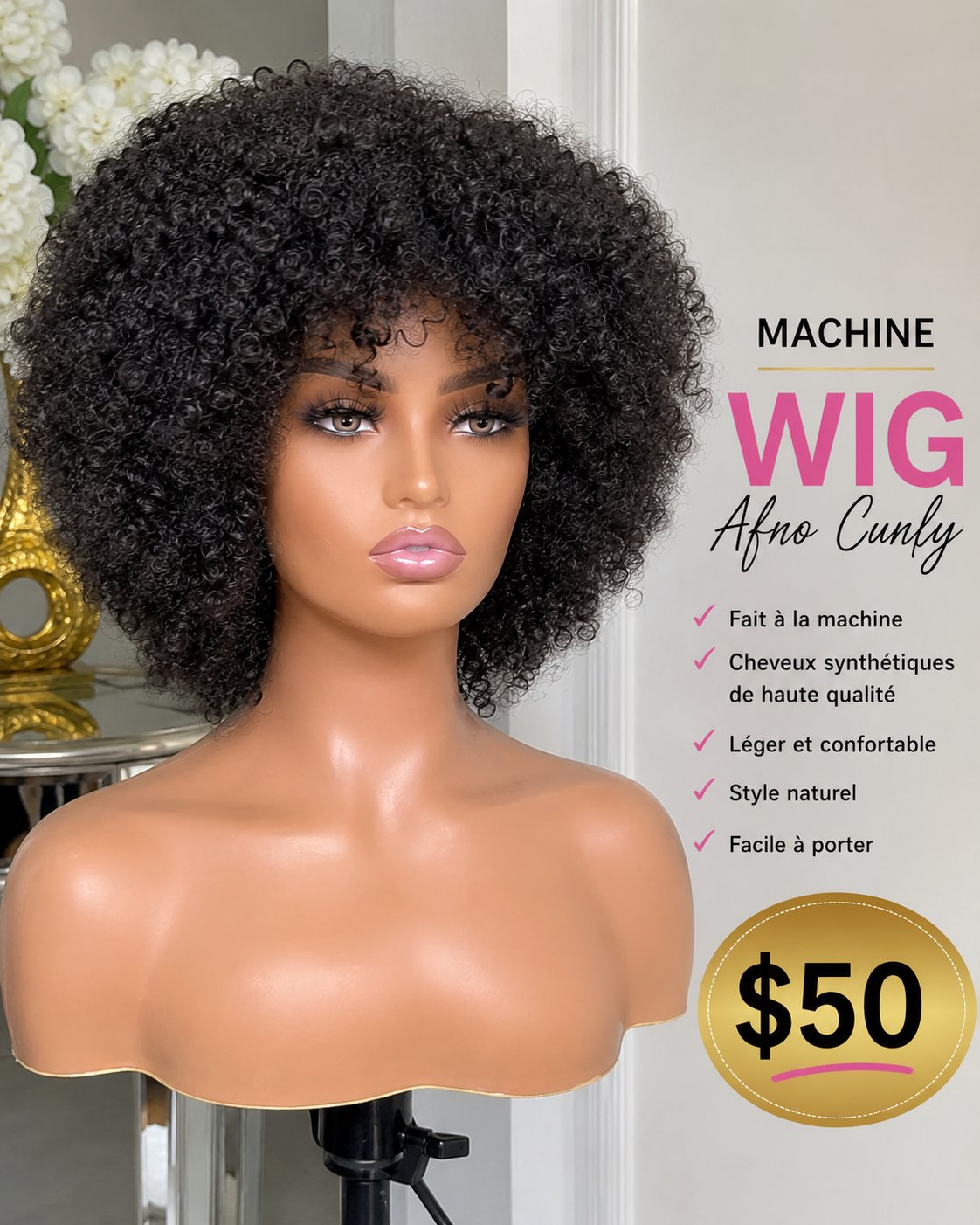 Machine Wig Afro Curly ✨