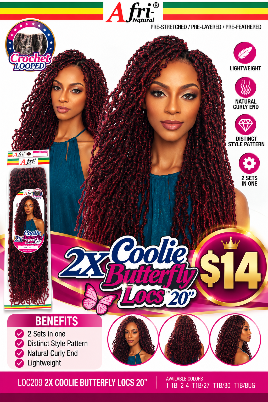 Coolie Butterfly Locs 20" — seulement 14 $ ! ✨