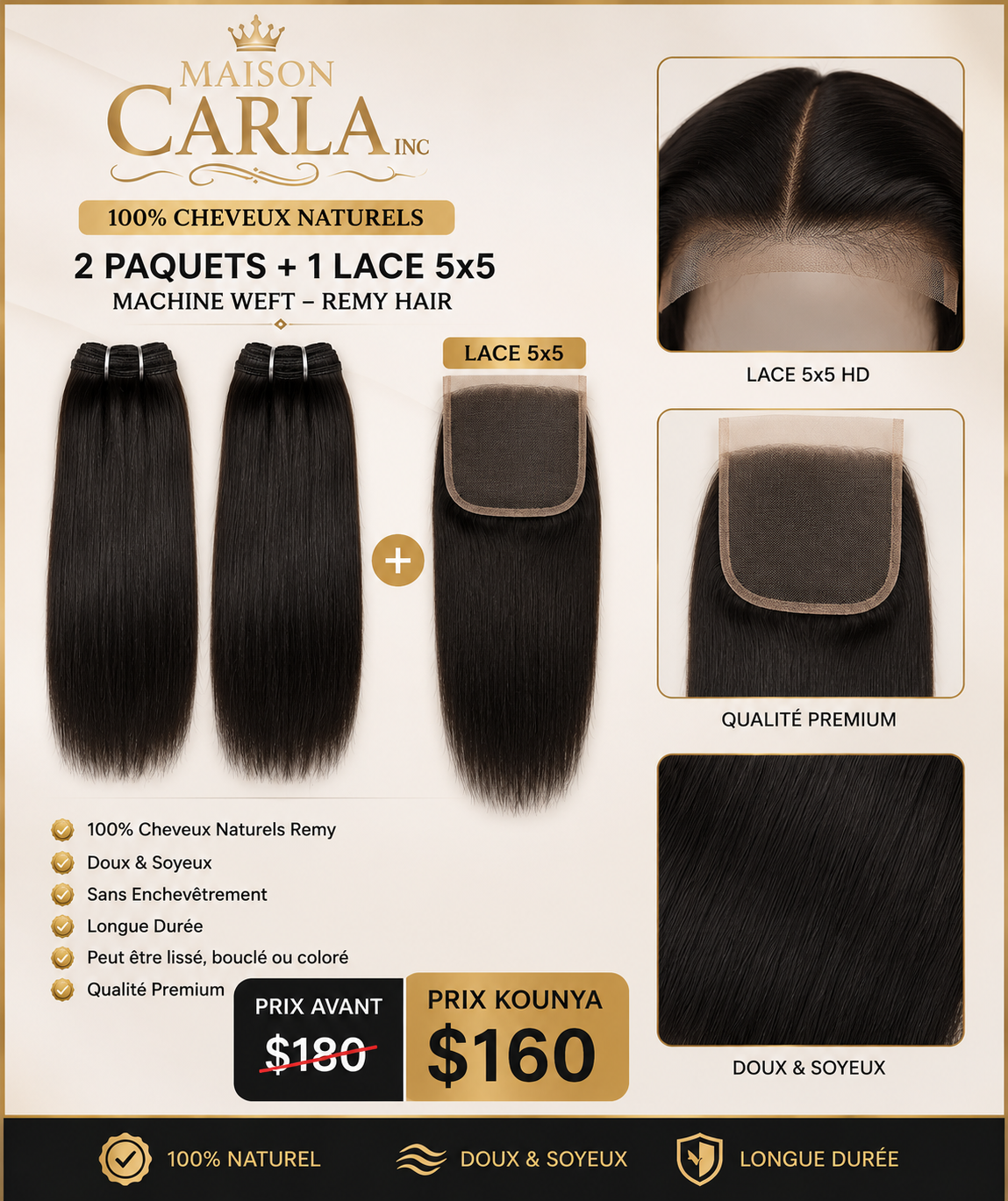 Machine Weft Remy Hair – 10 Pouces